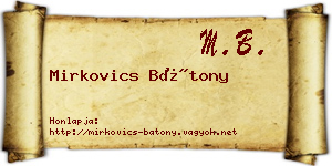 Mirkovics Bátony névjegykártya